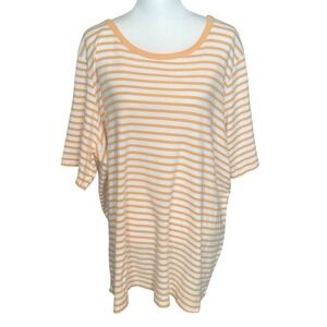 Duluth Trading Co T Shirt Women's 3X Yellow White Stripe Plus Size‎ Short Sleeve